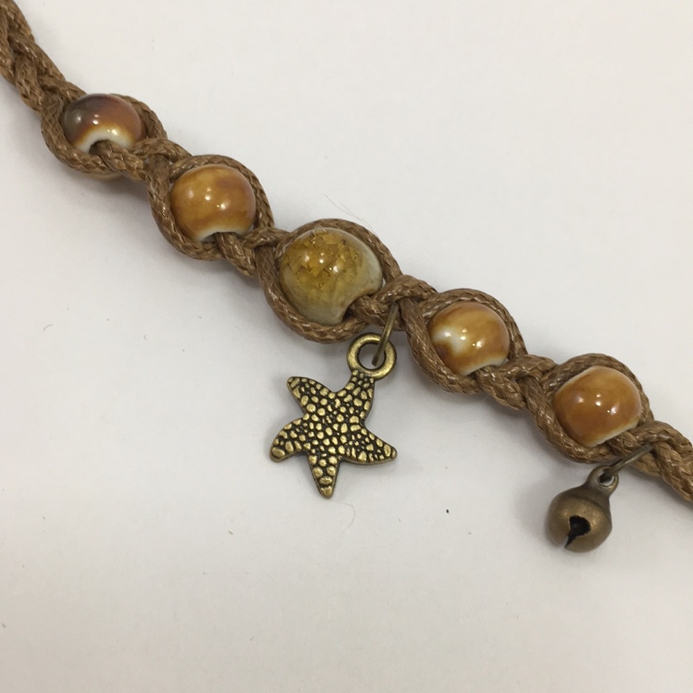 Ceramic beaded rope bracelet w/ star fish